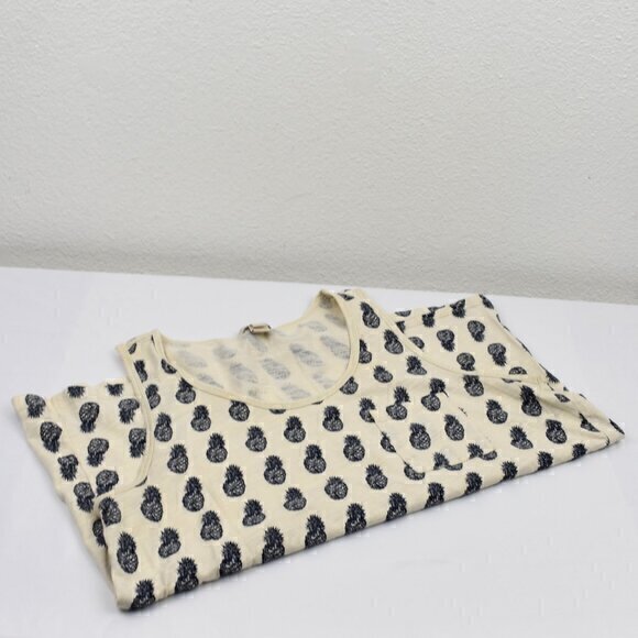 J.Crew Tank Top Size Medium Color‎ Cream Pineapple Print Gently Used Condition - Picture 1 of 5